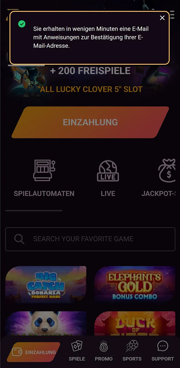 Schließen Sie den Bestätigungsprozess bei Ricky Casino ab, um Zugang zu allen Live-Spielen zu erhalten.