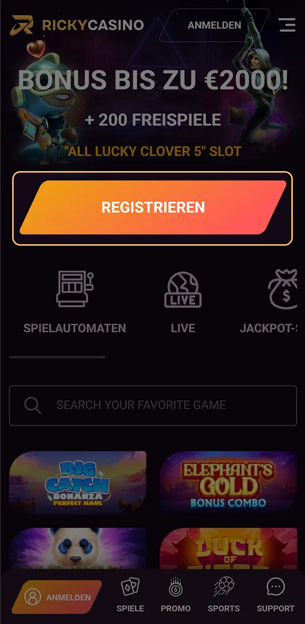 Erstellen Sie Ihr Konto bei Ricky Casino, um Zugang zum exklusiven Live-Casino-Lobby zu erhalten.