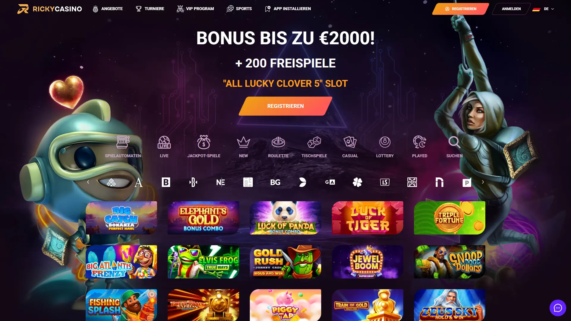 Erhalten Sie Zugang zu beliebten Sportereignissen und Spielen bei Ricky Casino.