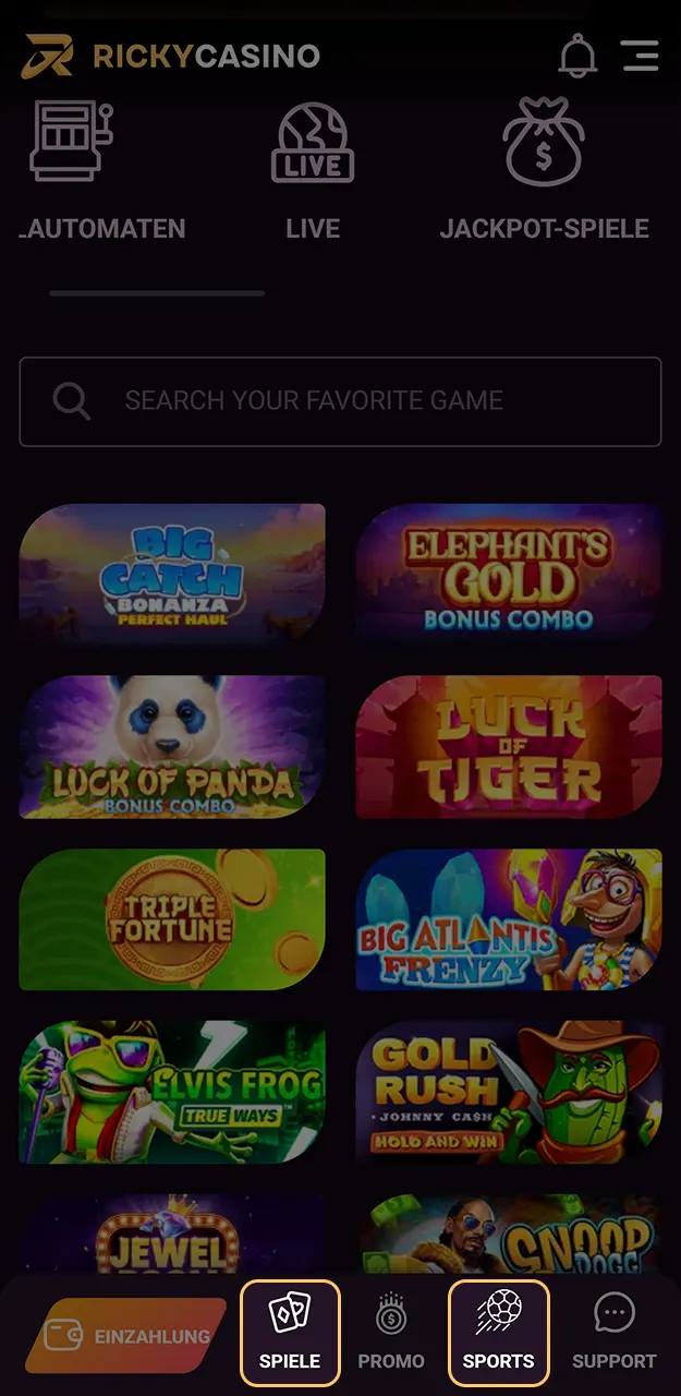 Laden Sie Ihr Guthaben auf und platzieren Sie Ihre ersten Wetten bei Ricky Casino.