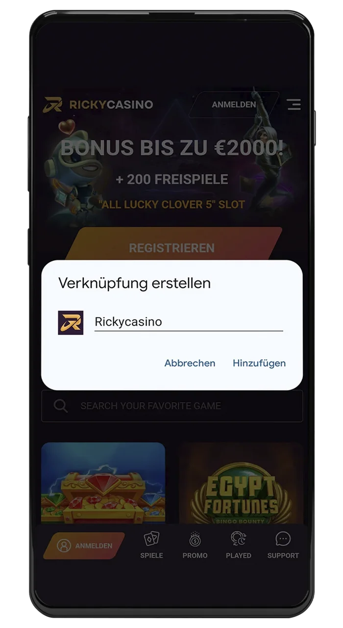 Starten Sie die App und gewinnen Sie mit Ricky Casino.