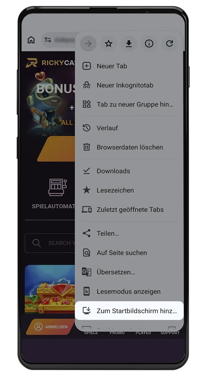 Bestätigen Sie den Download und die Installation der Ricky Casino-App für Android-Geräte.