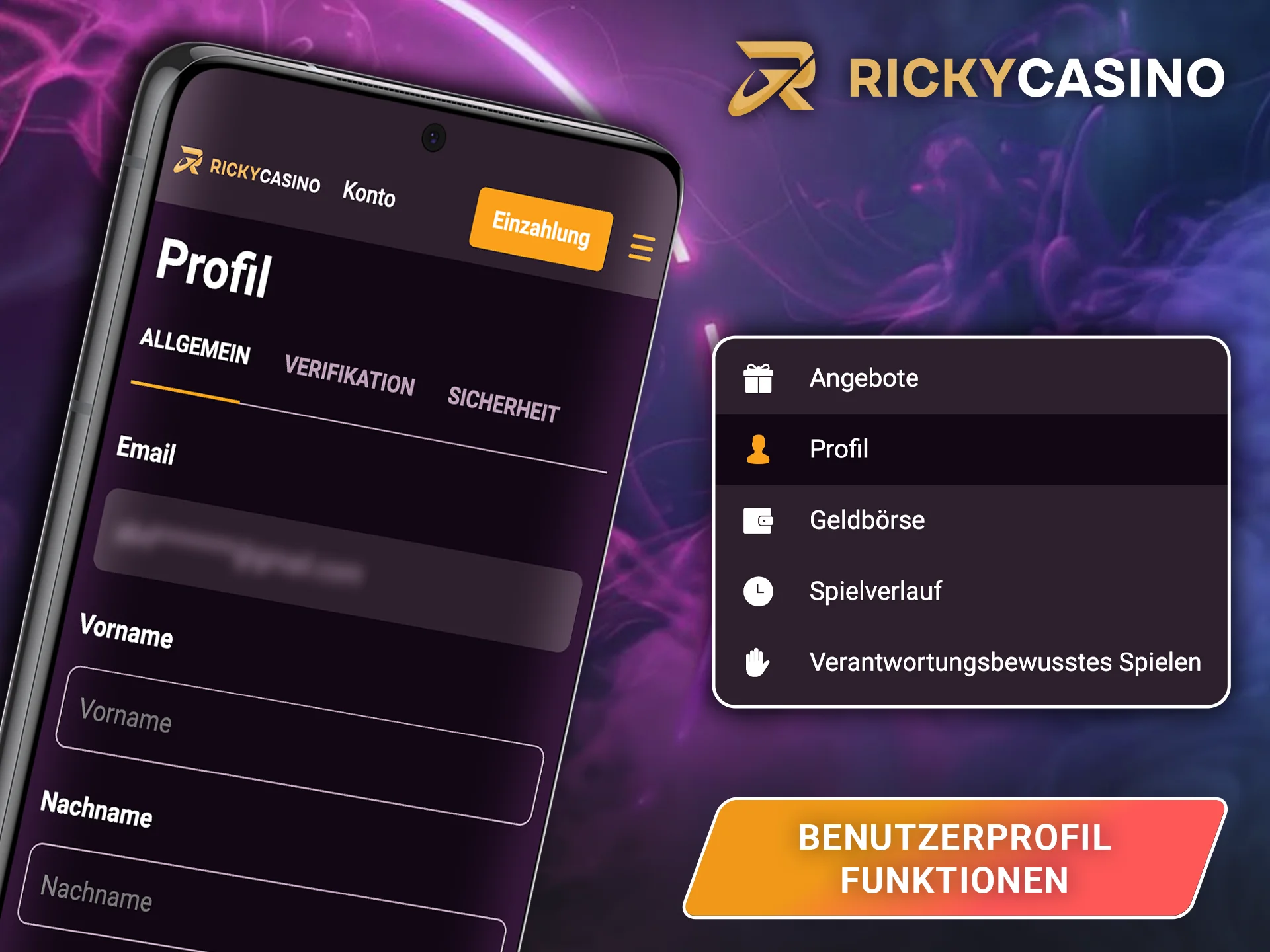 Entdecken Sie den vollen Funktionsumfang Ihres Kontos auf der Website des Ricky Casinos.