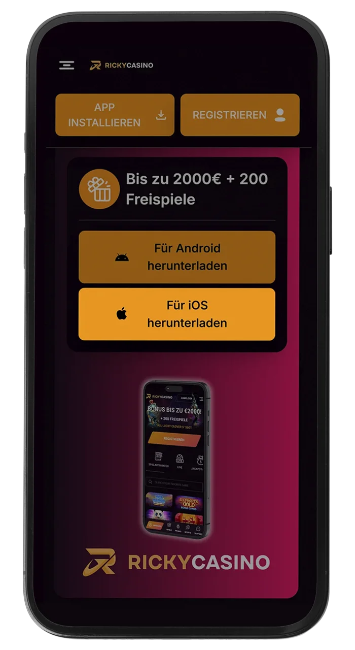 Starten Sie den Download der Ricky Casino-App für iOS.