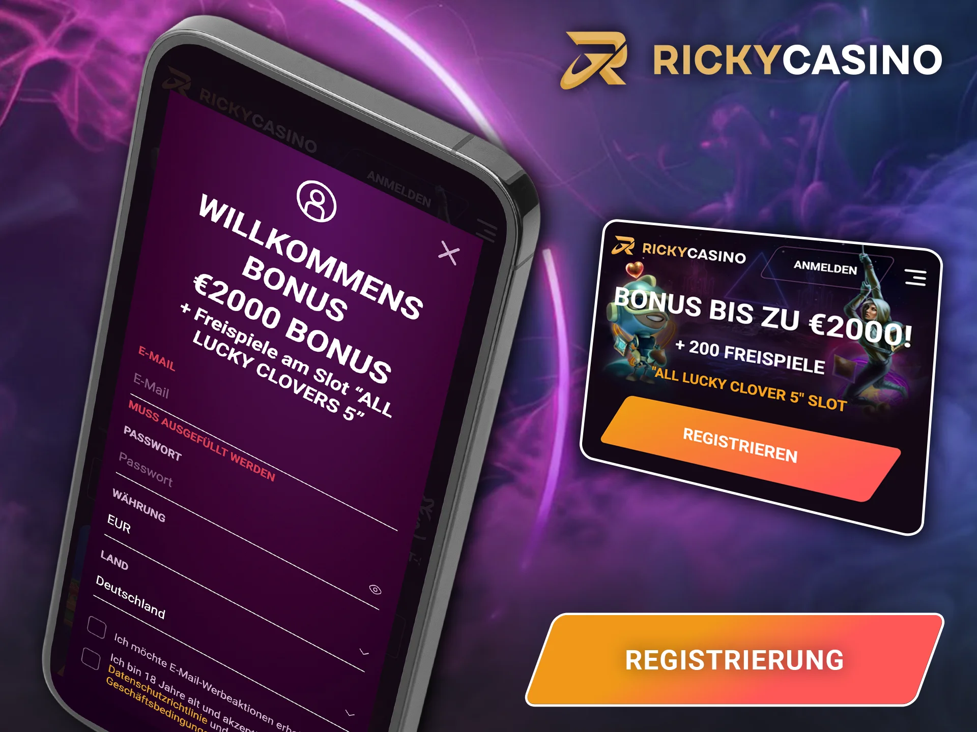 Die Registrierung in der Ricky Casino-App ist ganz einfach und nimmt nicht viel Zeit in Anspruch.