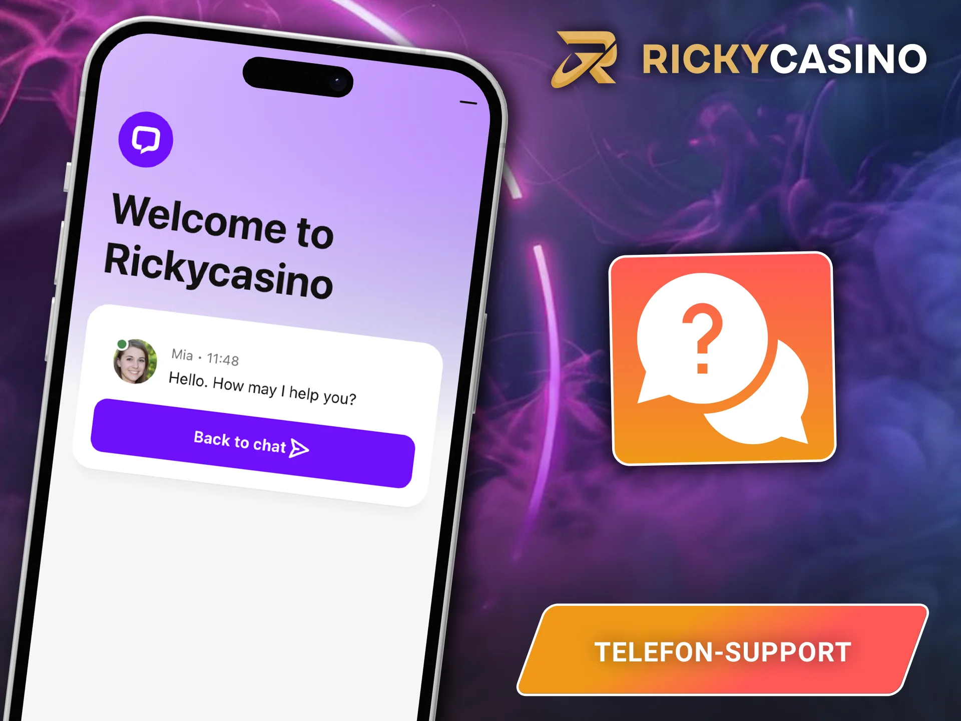 Klären Sie Ihre Fragen direkt per Telefon mit dem Kundendienst von Ricky Casino.