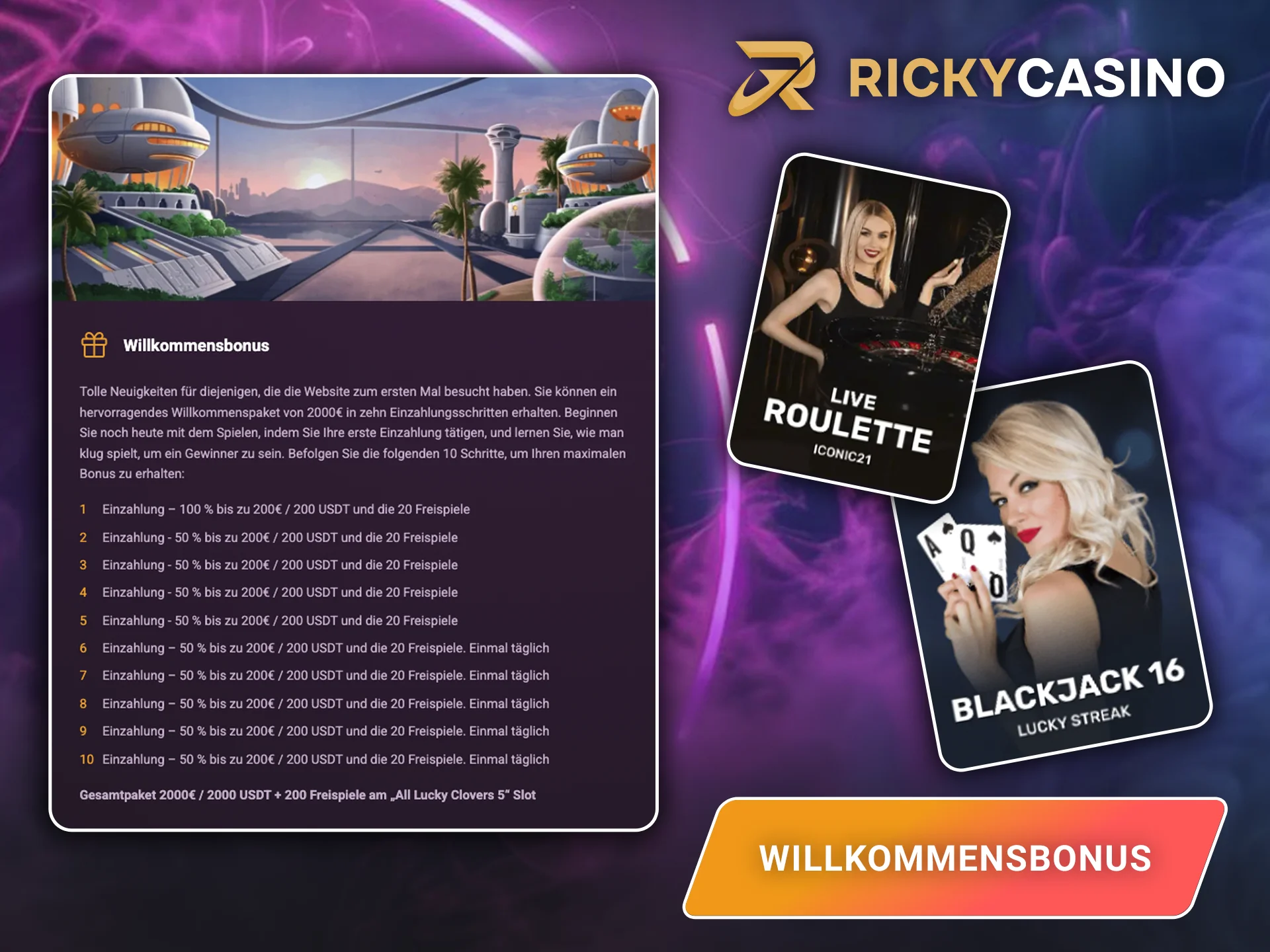 Der Willkommensbonus von Ricky Casino verschafft Ihnen einen großen Vorteil bei den Kartenspielen.