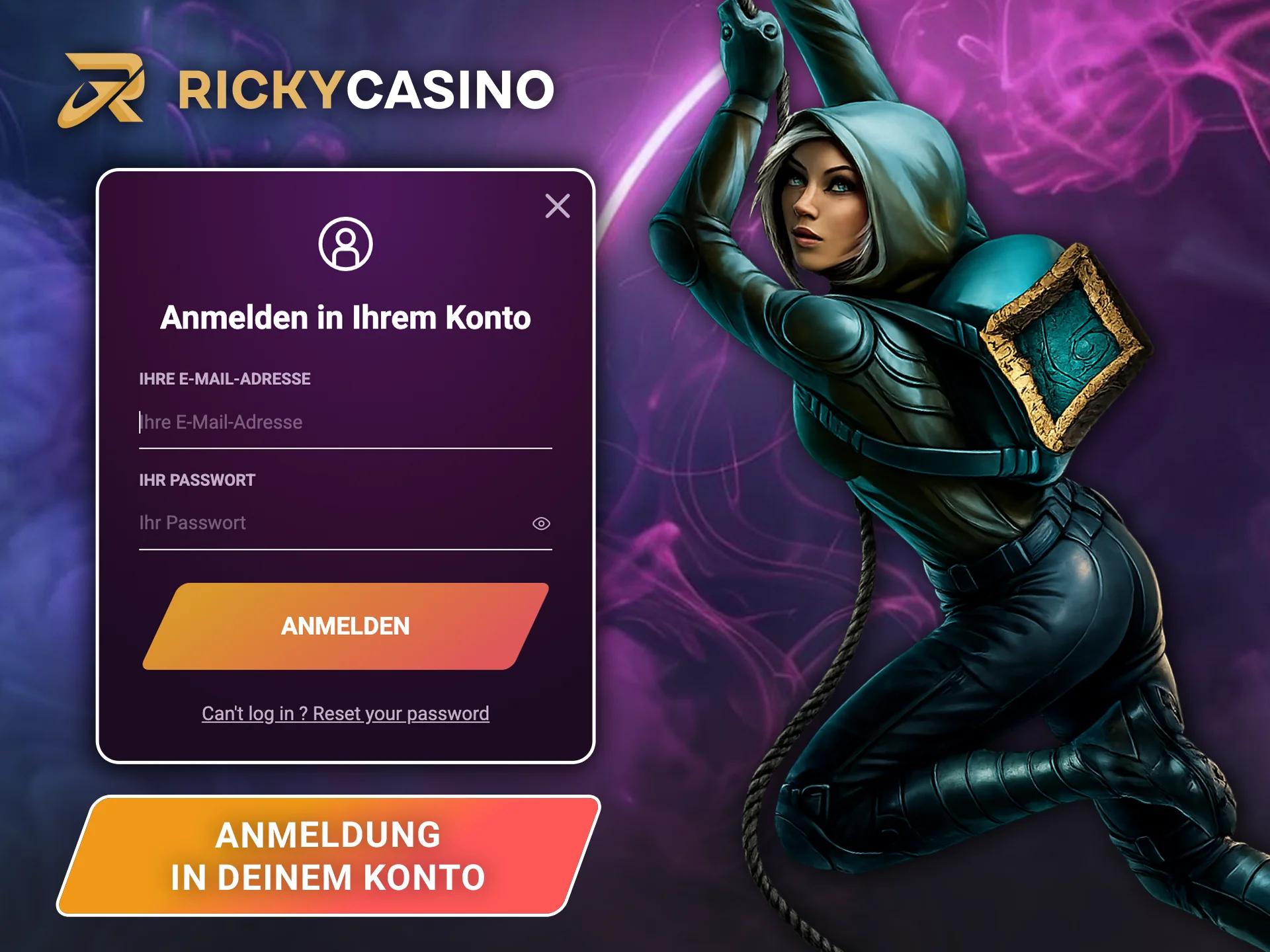 Erfahren Sie, wie Sie sich schnell auf der Website von Ricky Casino anmelden können.
