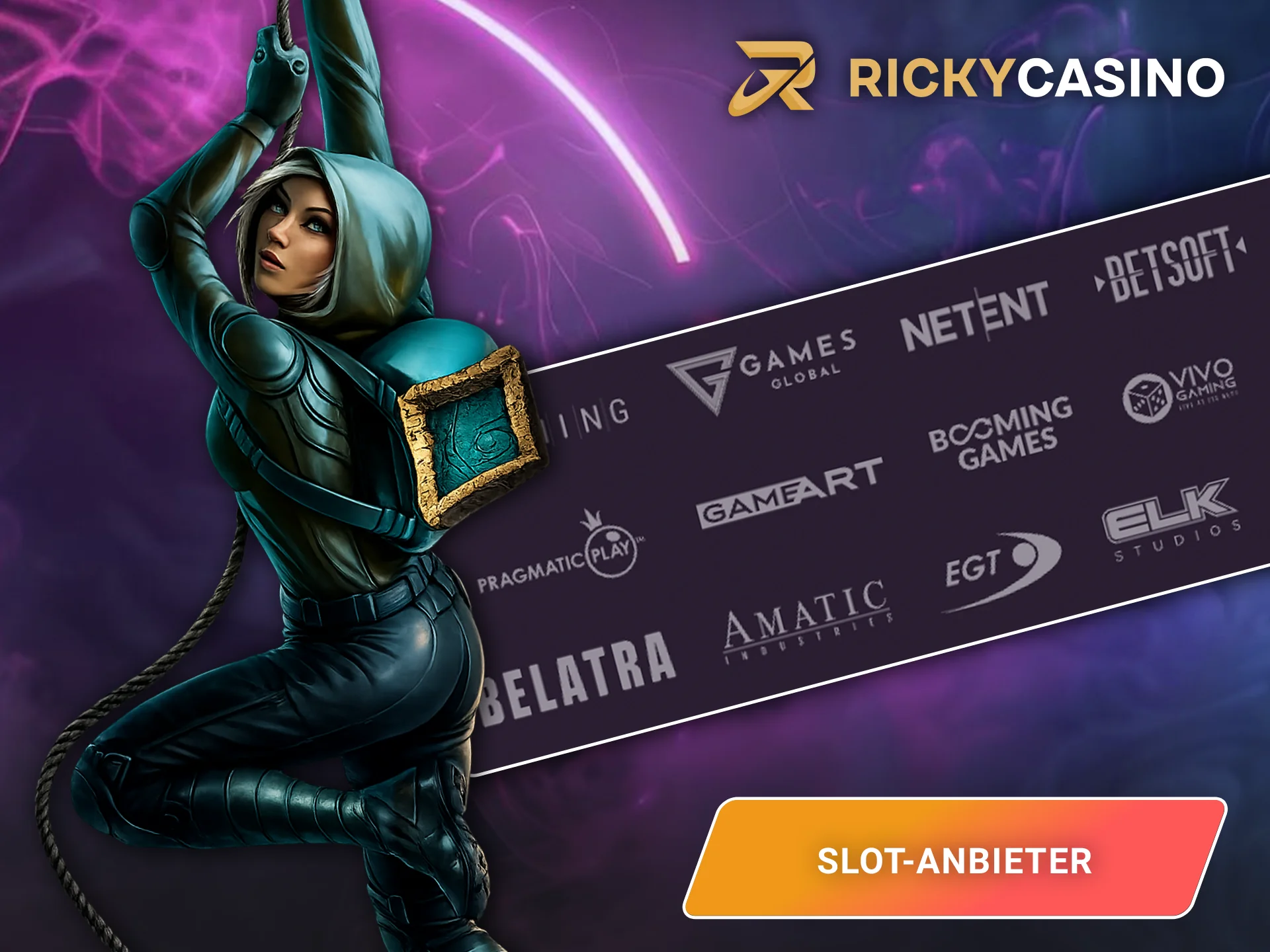 Entdecken Sie die auf der Website von Ricky Casino vorgestellten Slot-Anbieter.