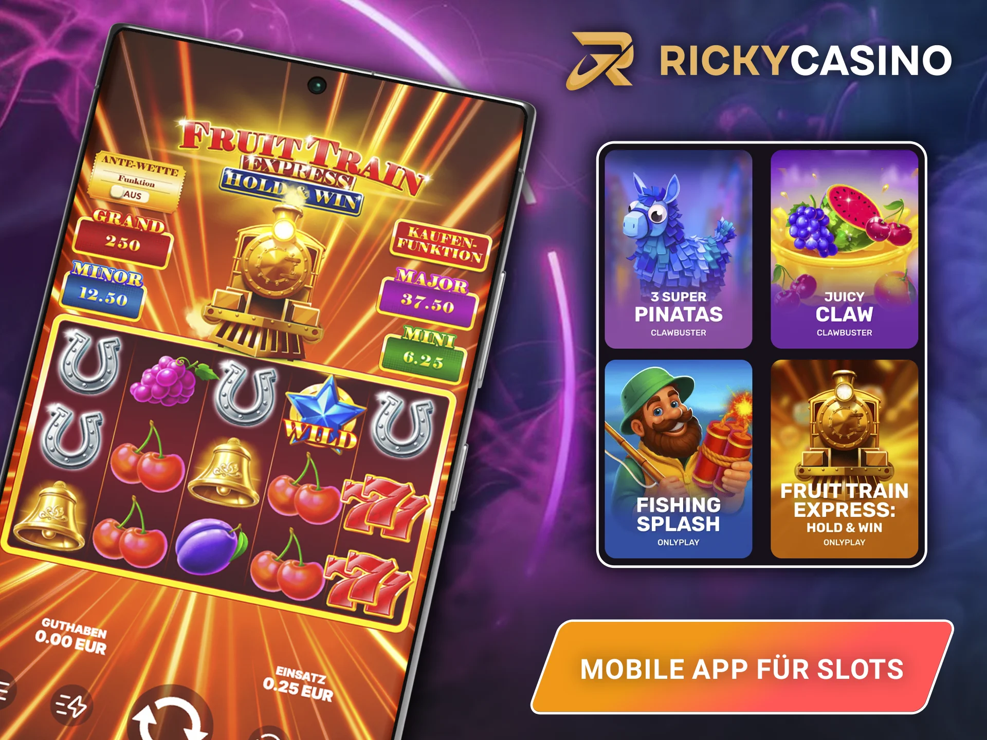 Spielen Sie von überall aus – dank der Ricky Casino-App.