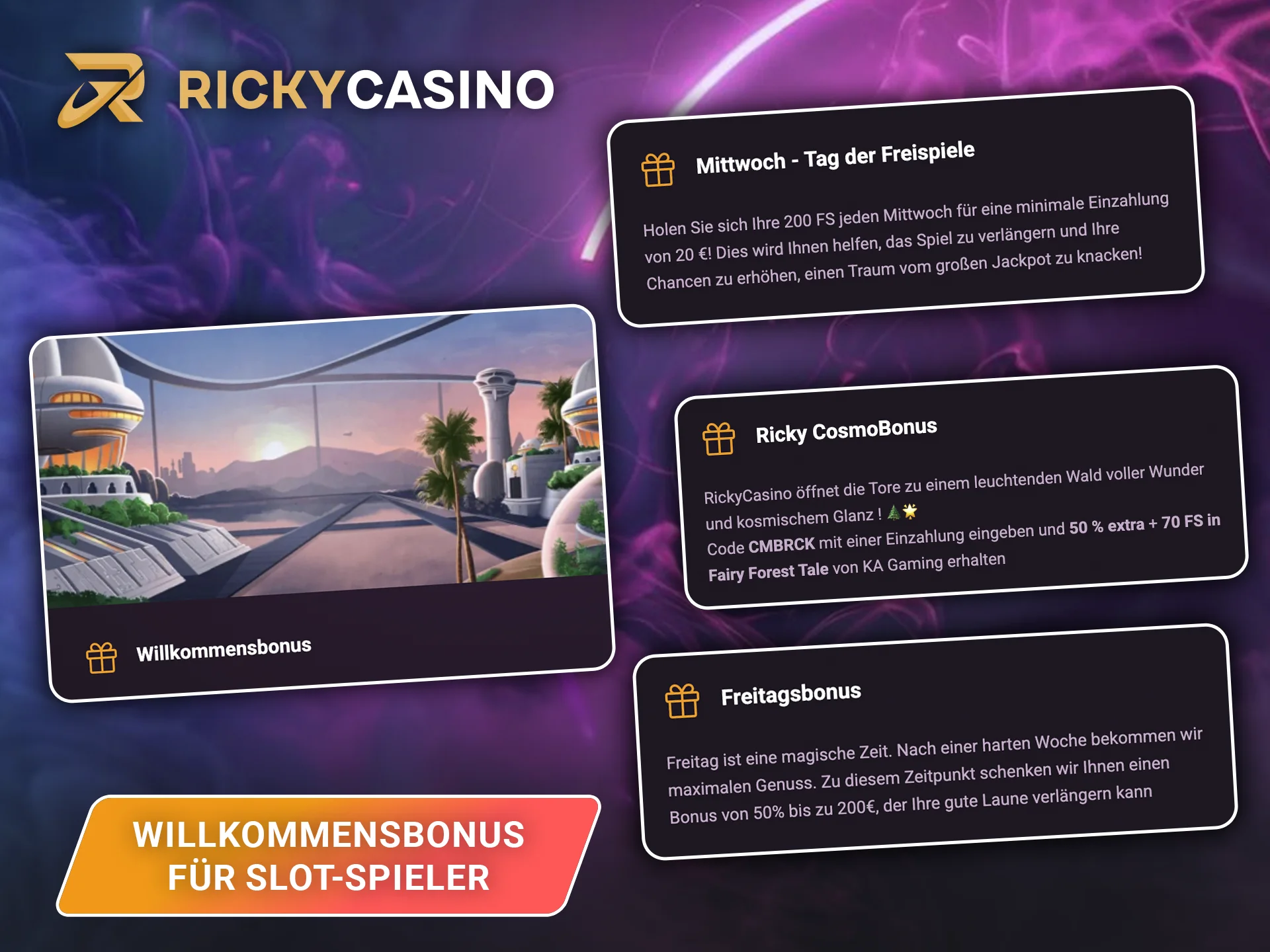 Nutzen Sie die Boni von Ricky Casino für Ihre Slot-Spiele.