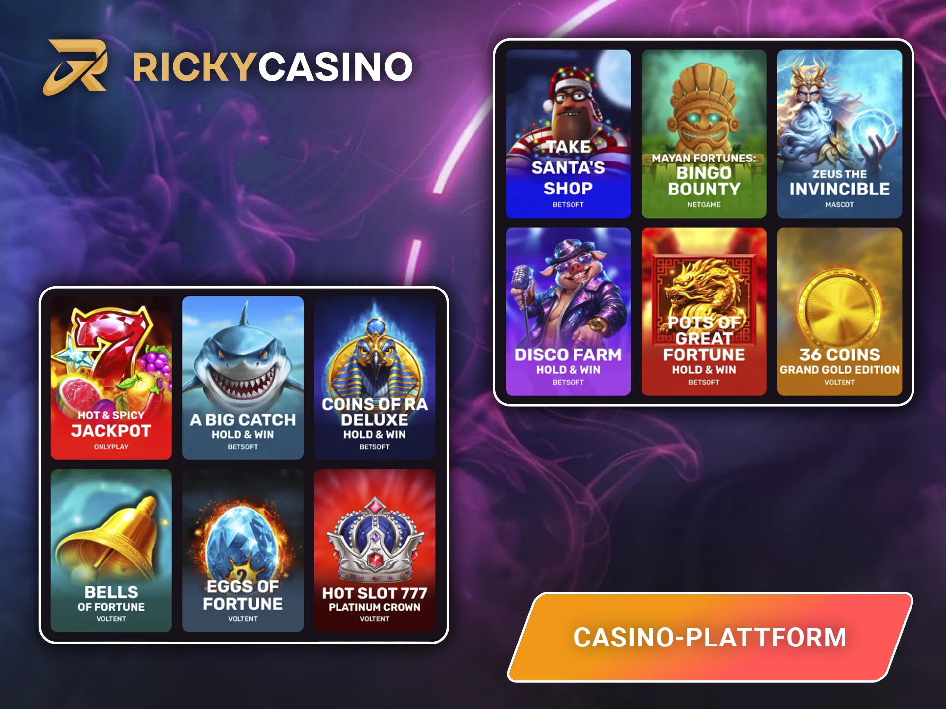 Spielen Sie die lukrativsten und gewinnreichsten Spiele von Ricky Casino.