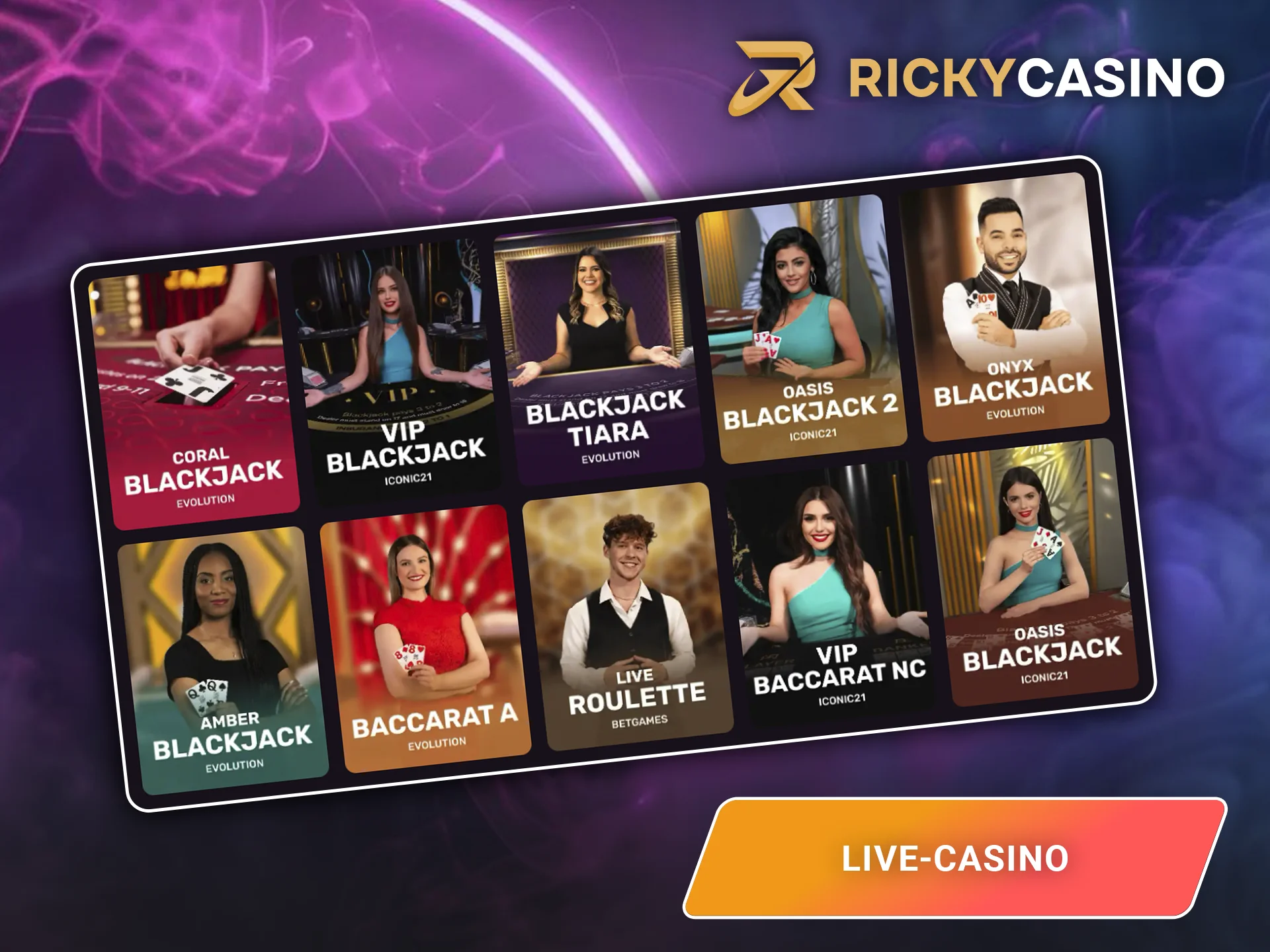 Schlagen Sie den Croupier im Ricky Casino.