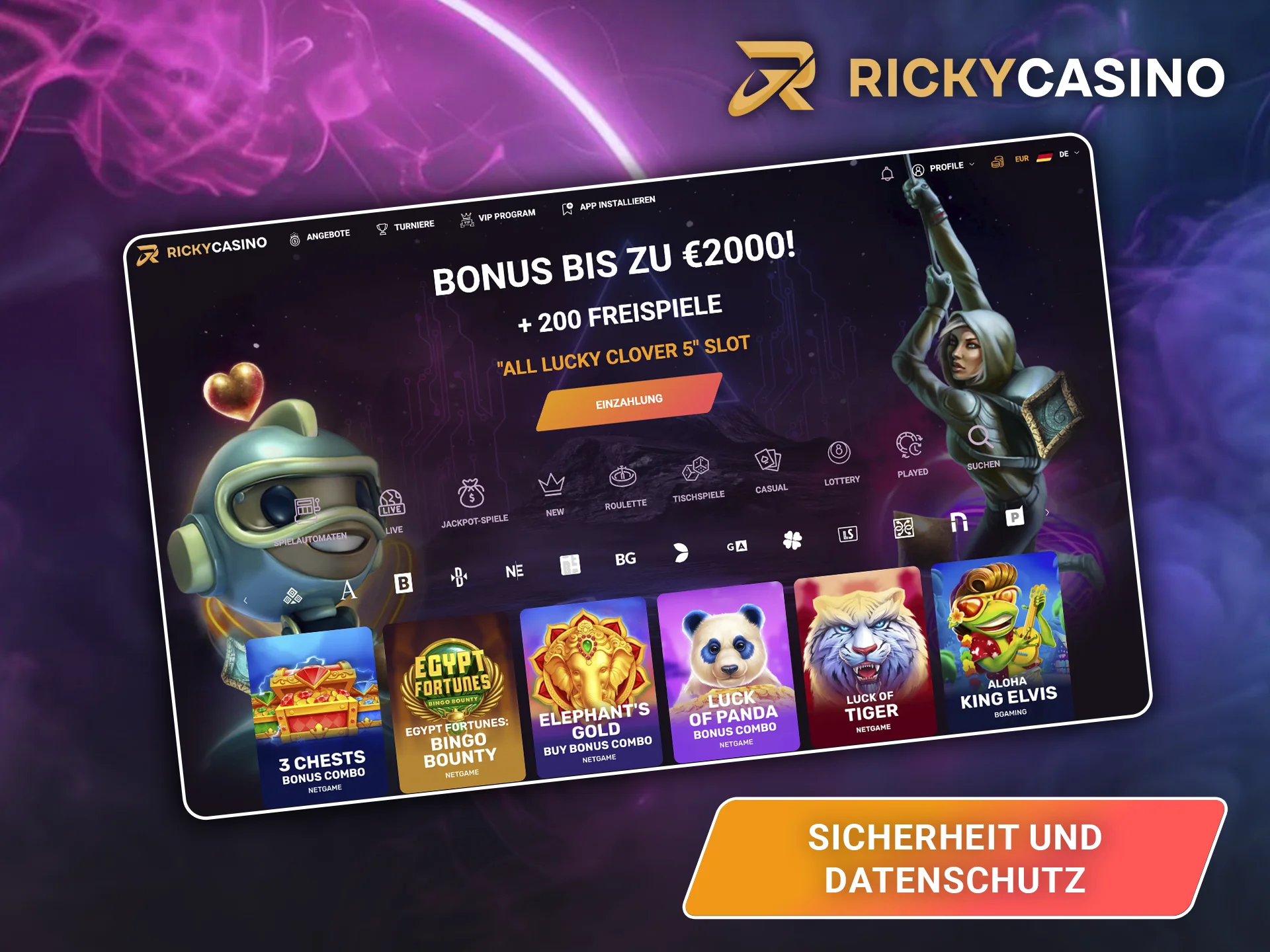 Erfahren Sie mehr über den zuverlässigen Schutz der Ricky Casino-Website.
