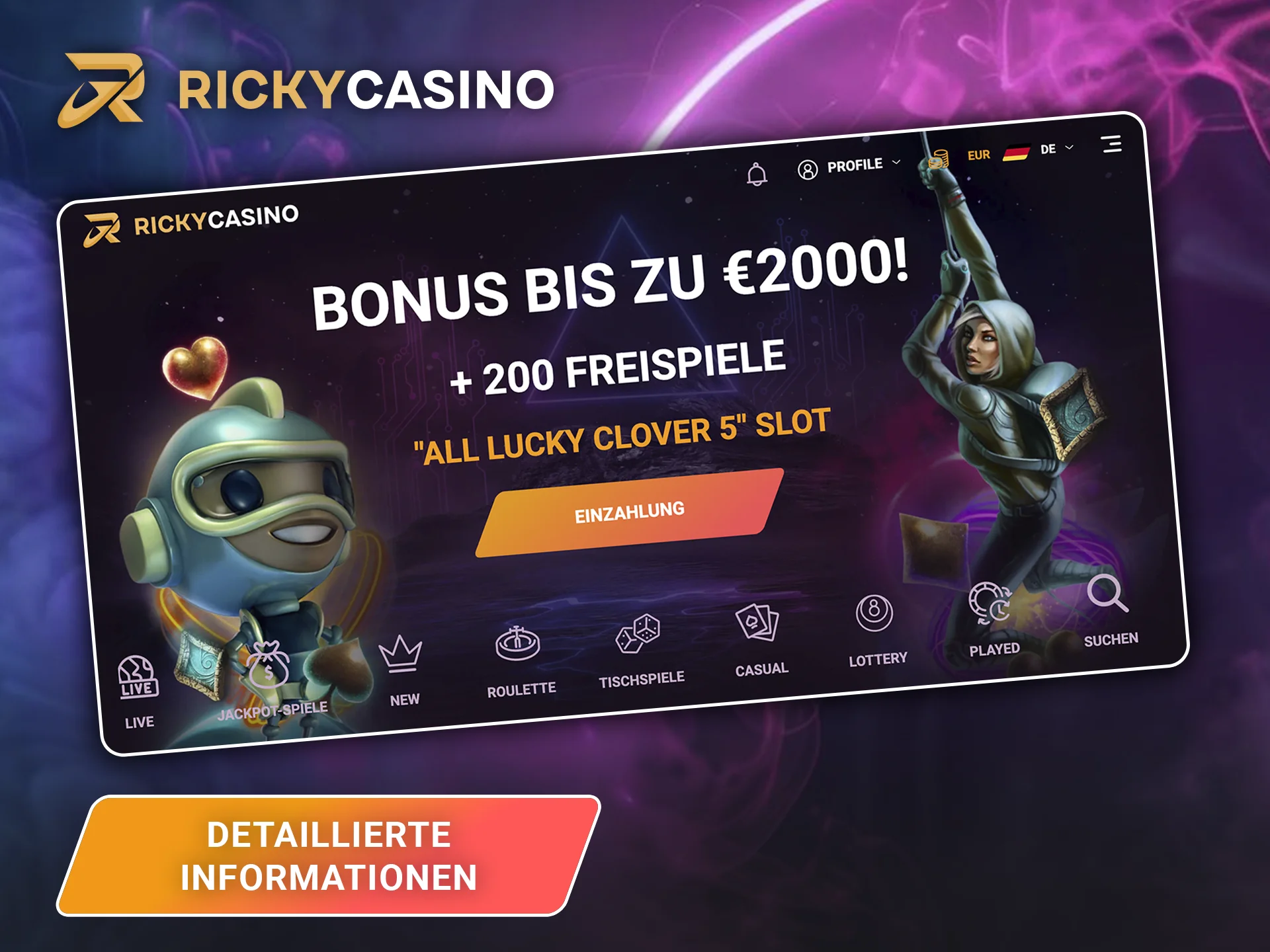 Erfahren Sie mehr über die Geschichte und die Details des Ricky Casinos.