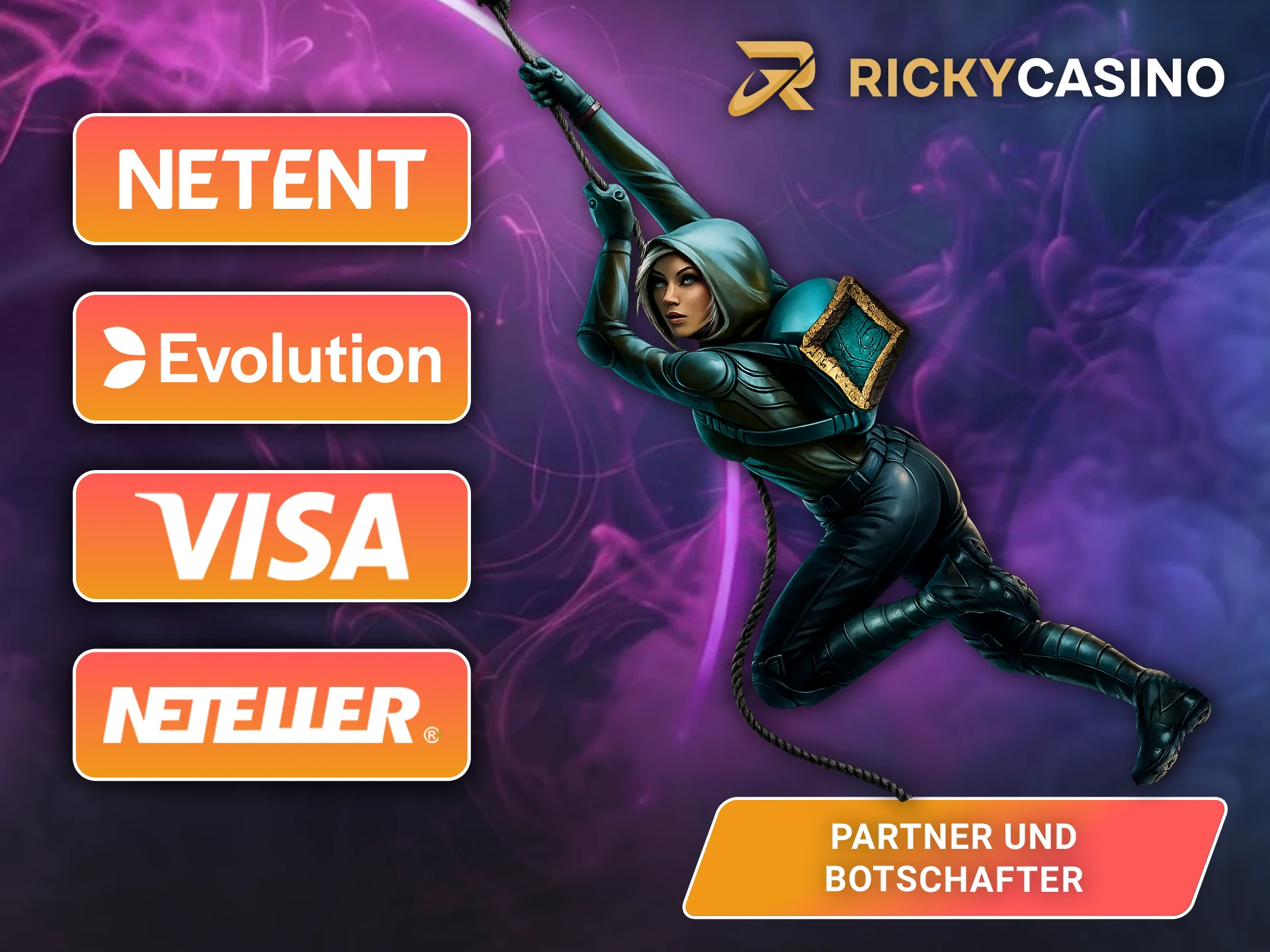 Lernen Sie die auf der Website des Ricky Casinos vorgestellten Partner und Anbieter kennen.